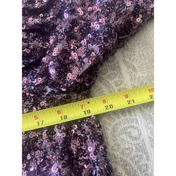 ENDLESS ROSE Purple Sequin Sparkle Encrusted Cropped Party Blouse Top - Picture 16 of 16